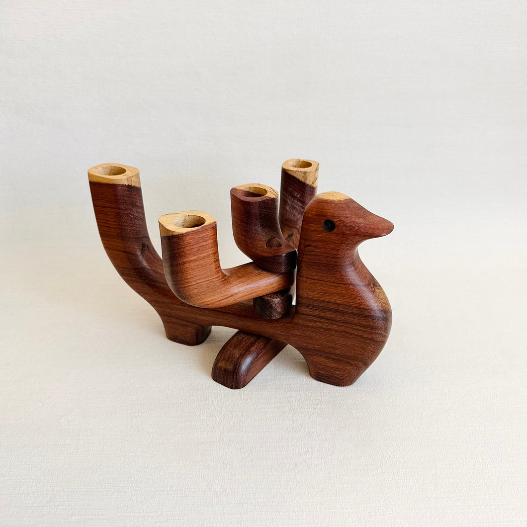 Danish Wood Bird Candle Holder