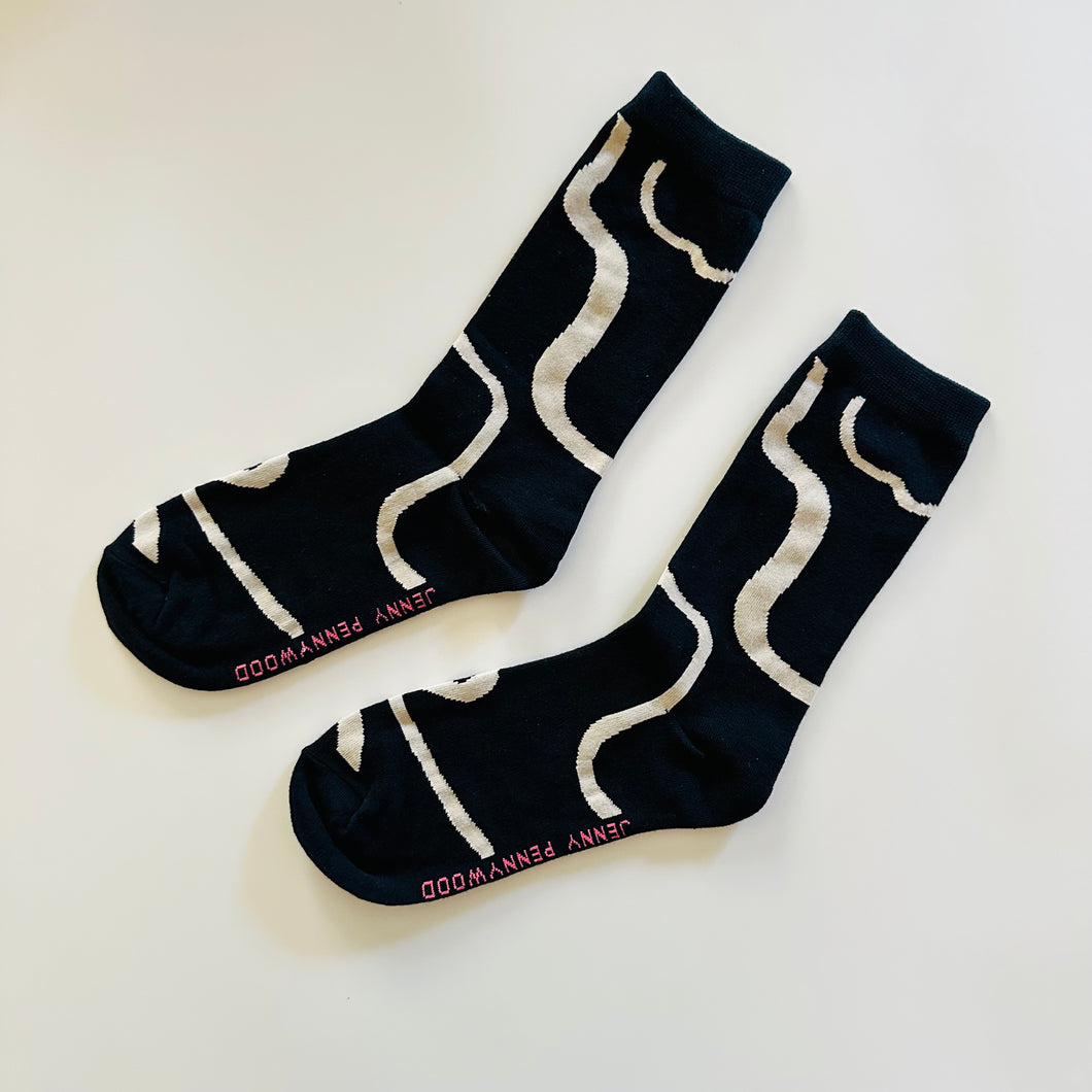 Crew Sock  - Ziggy in Black and Tan