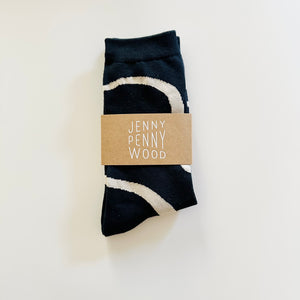 Crew Sock  - Ziggy in Black and Tan