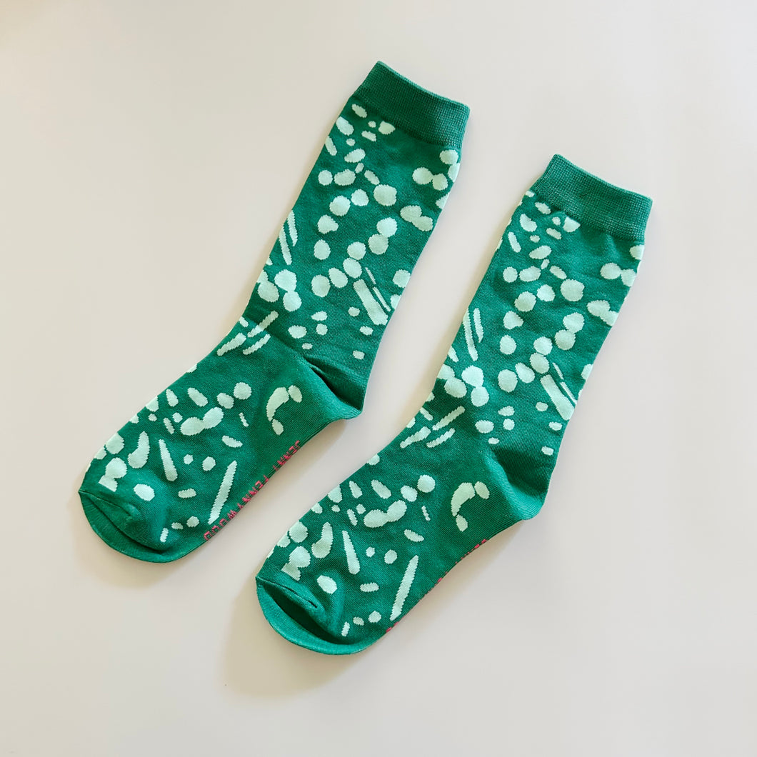 Crew Socks - Drape in Cactus and Mint