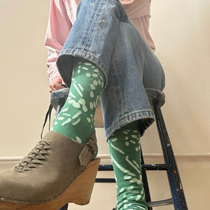 Crew Socks - Drape in Cactus and Mint