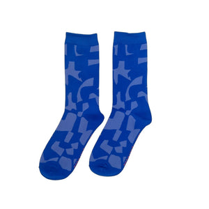 Crew Socks - Checks in Cobalt and Periwinkle