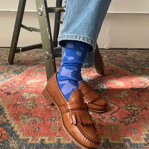 Crew Socks - Checks in Cobalt and Periwinkle