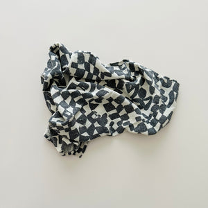 Silk Gauze Bandana - Checks/Faded Black