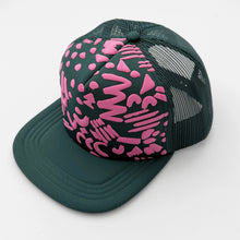 Trucker Hat - Dashes & Moon - Bubblegum Pink - Forest