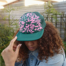 Trucker Hat - Dashes & Moon - Bubblegum Pink - Forest