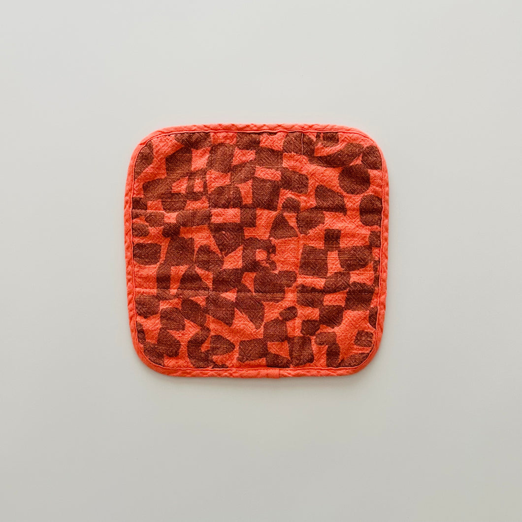 Potholder Checks - Electric Hot Coral