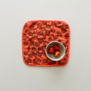 Potholder Checks - Electric Hot Coral