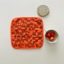 Potholder Checks - Electric Hot Coral