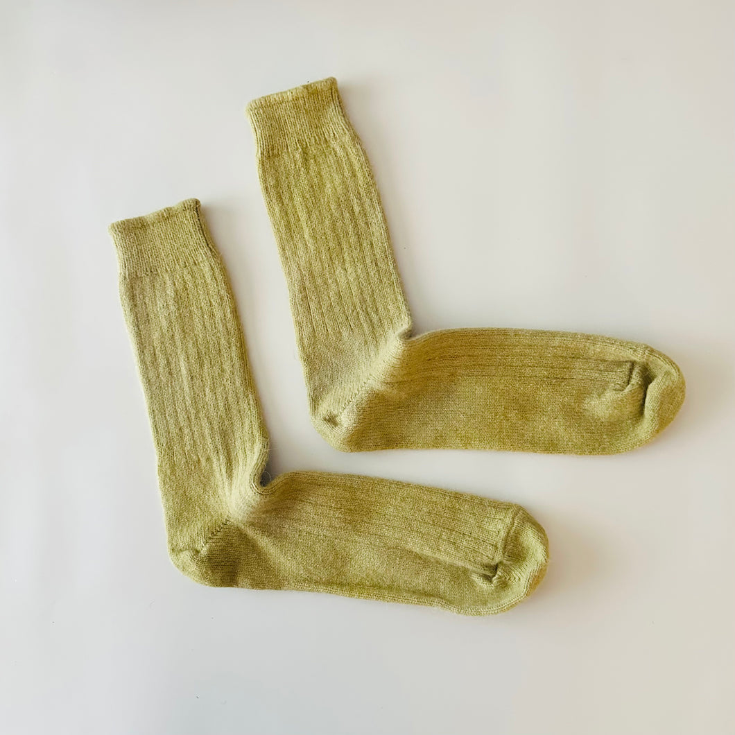 Naturally Dyed Wool-Angora Socks (Daisy Yellow)