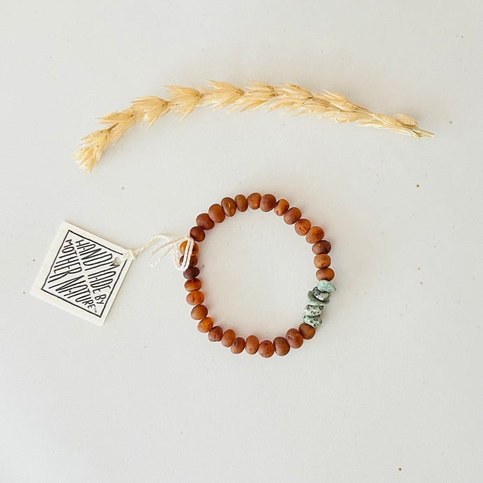 Raw Cognac Amber + Raw Turquoise Jasper